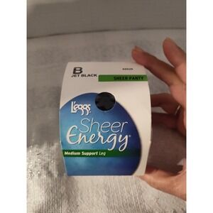 L'eggs Sheer Energy Jet Black B Sheer Panty Pantyhose Sheer Toe 60929